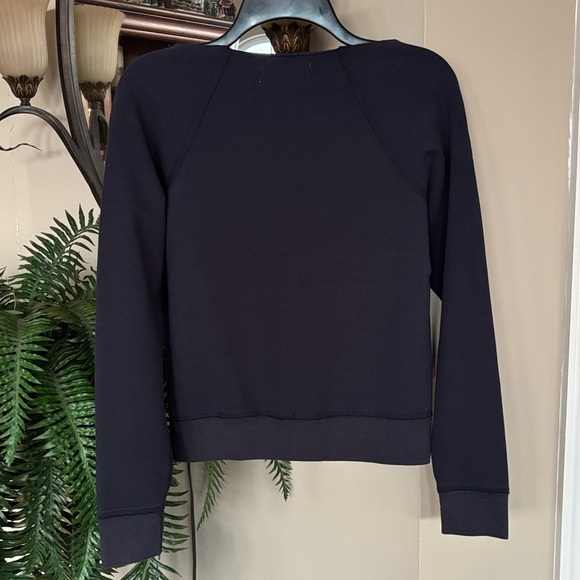 Artisan De Luxe Navy Blue Colorful Aztec Embroidered Boho Cropped Sweatshirt - Picture 7 of 12